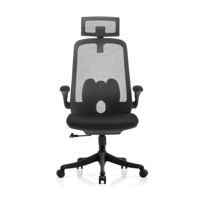 CF3950 Πολυθρόνα Γραφείου Διευθυντή, Mesh Γκρι, Ύφασμα Μαύρο